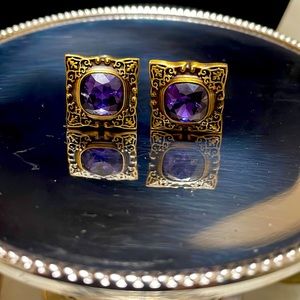Purple and brass antique look Cufflinks by Tietanica
